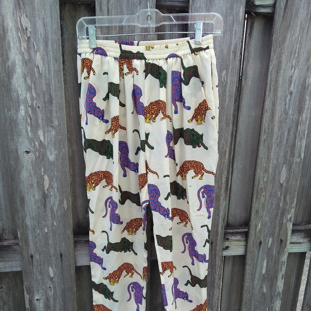 Stella McCartney wild cats silk pants sz 4